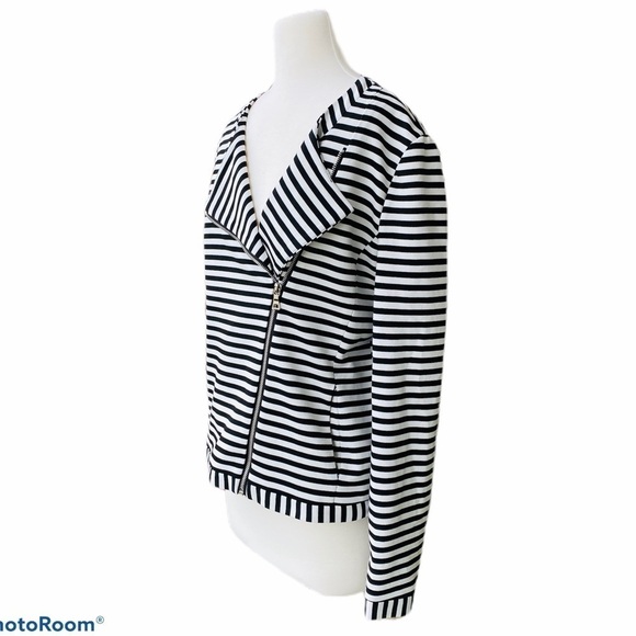 PREMISE Striped Moto Jacket Black & White Size 8 NEW - Picture 4 of 7